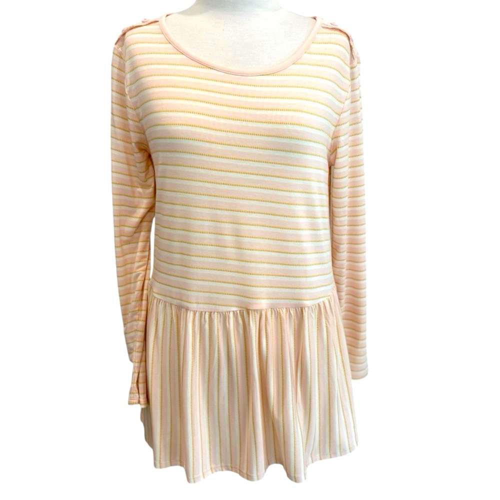 Matilda Jane Womens Sz Medium Peplum Top Dream Chasers True Friend pink/yellow